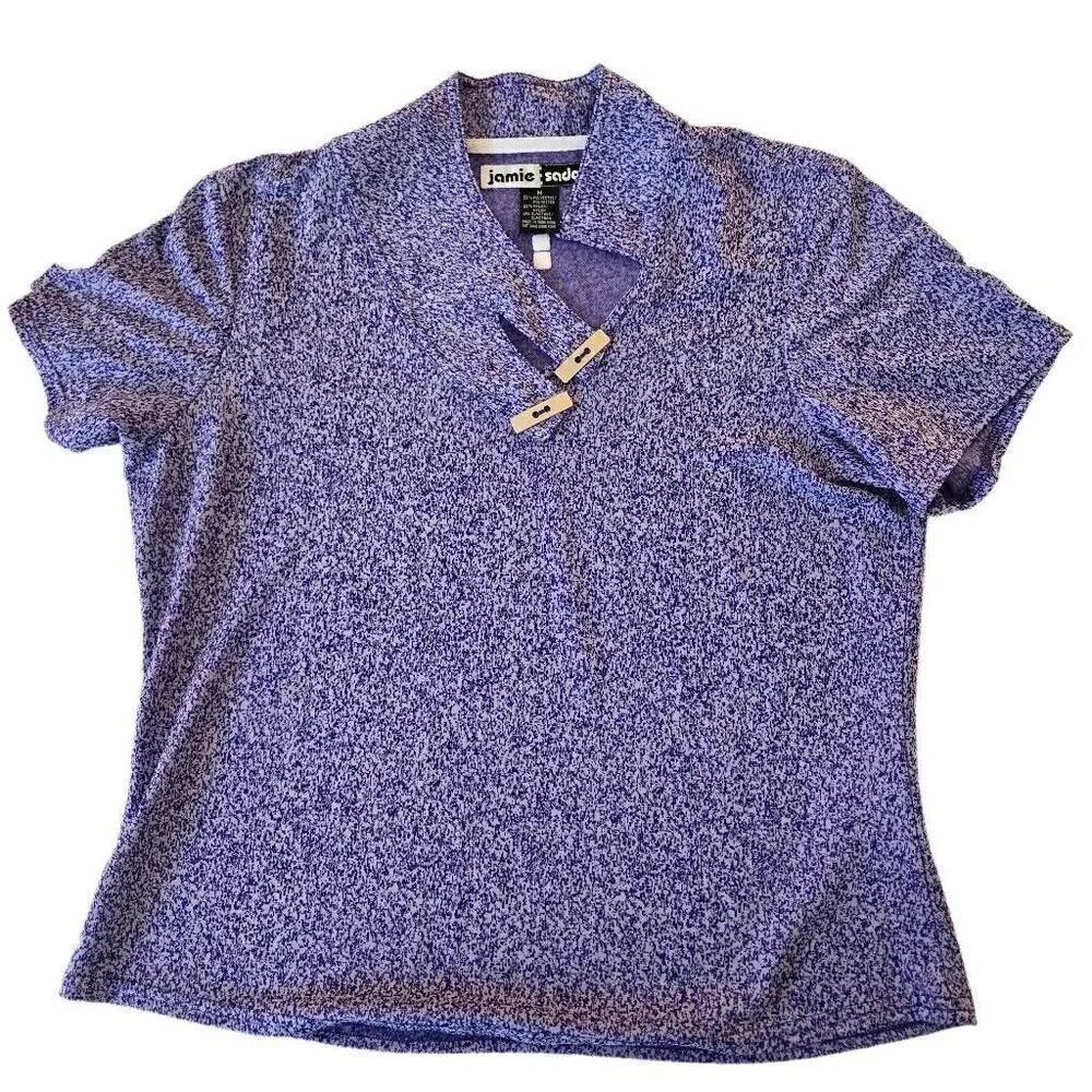 Jamie Sadock Womens Perwinkle Blue Short Sleeve Athletic Golf Top Medium